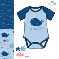 Whale childish collection with pattern and print