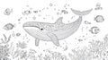 Whale and Fish Coloring Page -. Royalty Free Stock Photo