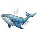The whale is composed of blue triangular shapes, with lines outlining the facets Royalty Free Stock Photo