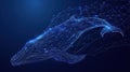 The whale consists of lines. Wireframe light connection structure. Generative Ai