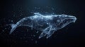 The whale consists of lines. Wireframe light connection structure. Generative Ai
