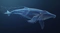 The whale consists of lines. Wireframe light connection structure. Generative Ai