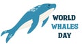 World Whale Day. Blue whales in flat style. Sea animals. Underwater world.