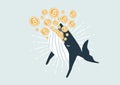 Whale eating Bitcoin. Bitcoin Whales are considered market players with significant funds that are able to move the cryptocurrency