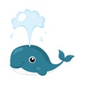 Whale. Funny Alphabet, Animal Vector Illustration Royalty Free Stock Photo