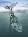 A whale of garbage plastic floating in the ocean. Royalty Free Stock Photo