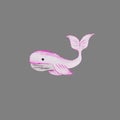 whale girl and boy pink and turquoise big fish lives and swims in the sea and ocean Royalty Free Stock Photo