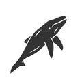 Whale glyph icon. Marine mammal. Underwater world inhabitant. Ocean predator. Aquatic animal, wildlife nature. Zoology Royalty Free Stock Photo