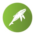 Whale green flat design long shadow glyph icon. Marine mammal. Underwater world inhabitant. Ocean predator. Aquatic