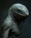 Whale human animal hybrid on dark background Generative AI
