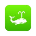 Whale icon green vector