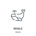 whale icon vector from pirates collection. Thin line whale outline icon vector illustration. Linear symbol for use on web and