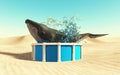 Whale jumping into a pool in the desert Royalty Free Stock Photo