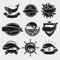 Whale label and icons set. Vector Royalty Free Stock Photo