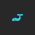Whale logo blue gradient design element mockup, simple silhouette mammal sea animal icon idea