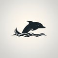 Whale Logo Design With Black Wolf Silhouette Royalty Free Stock Photo