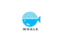 Whale Logo Fish Circle Shape Geometric Design Vector template