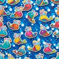 Whale makeup fish colorful sticker bubble seamless pattern