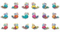 Whale makeup fish colorful sticker set