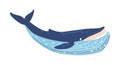 Whale, Marine Life Animal, Underwater Blue Whale, Sea Animal Icon for Sticker, Baby Shower, Book. Aquatic Creature Royalty Free Stock Photo