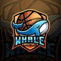 Whale mascot basketball team logo design vector with modern illustration concept style for badge, emblem and tshirt printing. logo Royalty Free Stock Photo