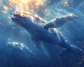 Whale migration under the ocean Royalty Free Stock Photo