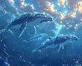 Whale migration under the ocean Royalty Free Stock Photo