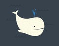 Whale, flat design style cartoon character, vector illustration