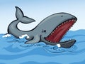 Whale with open mouth. Vector drawing Royalty Free Stock Photo