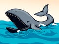 Whale with open mouth. Vector drawing Royalty Free Stock Photo