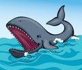 Whale with open mouth. Vector drawing Royalty Free Stock Photo