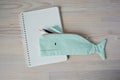 Whale pencil case, notes and pens