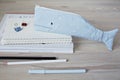 Whale pencil cases, notes and pens
