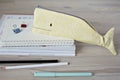 Whale pencil cases, notes and pens