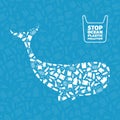 Whale plastic trash planet pollution concept