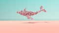 Whale Sculpture Made Out Of Pink Plastic Bottles Environmental Water Pollution Problem Sunny Beach Pastel Sand Turquoise Blue