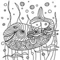 A whale-coloring book for kids, black and white.