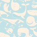 Whale. Seamless background.