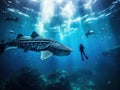 Whale shark and the diver Royalty Free Stock Photo