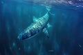 whale shark feeding near the ocean surface, captured from above Royalty Free Stock Photo