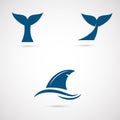 Whale, shark, fish tale vector icon. Fin of the fish illustrattion. Royalty Free Stock Photo