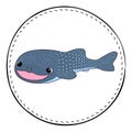 Whale shark isolated on white background. Friendly shark cartoon illustration.