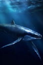 Whale shark (Rhincodon typus) in blue water