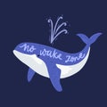 Whale sleep quote poster, blue typography print No wake zone lettering