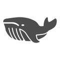 Whale solid icon, ocean concept, very large marine mammal sign on white background, orca whale icon in glyph style for