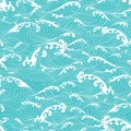 Whale swimming in the ocean waves, pattern seamless background Royalty Free Stock Photo