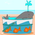 A whale swimming in a pail