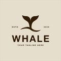 whale tail logo vintage vector illustration template icon graphic design. humpback sign or symbol for nature ocean concept