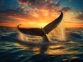 Whale Tail in Sunset Royalty Free Stock Photo