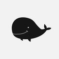Whale. Vector children`s drawing of a whale. Flat illustration. Symbol of a whale
